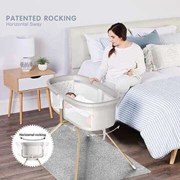 ANGELBLISS 3 in 1 Rocking Bassinet & Baby Bassinet Bedside Sleeper, One-Second Convert Travel Portab...