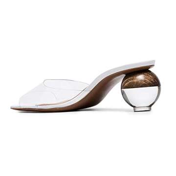 Fericzot Mule Shoes Spherical Clear Heel Sandals Square Toe Slippers Slip On Pumps Slingback Wedding...