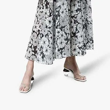 Fericzot Mule Shoes Spherical Clear Heel Sandals Square Toe Slippers Slip On Pumps Slingback Wedding Dress Shoes Clarity 8M