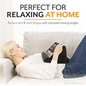 Brookstone - Memory Foam Lap Desk Tablet Holder, Holds Phones, iPads, E-Book Readers, 2 Viewing Angl...