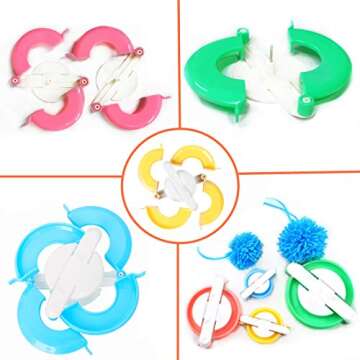 Pom Pom Maker Set - 4 Sizes for Creative Crafting Fun