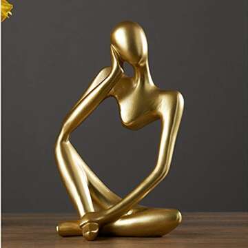 Asng Resin Thinker Style Abstract Sculpture Statue Collectible Figurines for Home Office