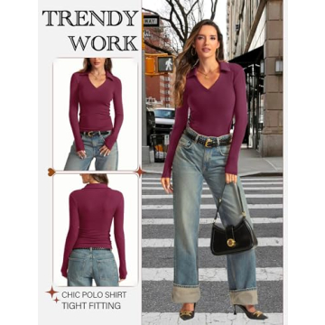 Stylish Slim Fit V Neck Polo Shirts for Women