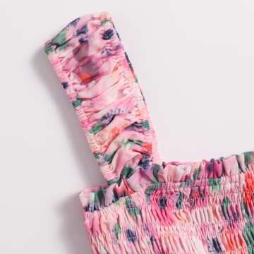 Women's Summer Floral Print Halter A-line Dress Bohemian Cake Dress Pink Dresses