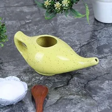 Qimacplus Ceramic Neti Pot - Eco-Friendly Nasal Relief