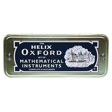 Helix Oxford Maths Set - 9 Piece Geometry Kit with Tin