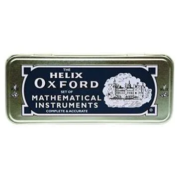 Helix Oxford Maths Set - 9 Piece Geometry Kit with Tin