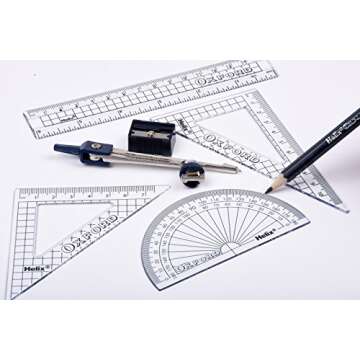Helix Oxford Maths Set - 9 Piece Geometry Kit with Tin