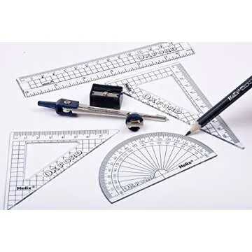 Helix Oxford Maths Set - 9 Piece Geometry Kit with Tin