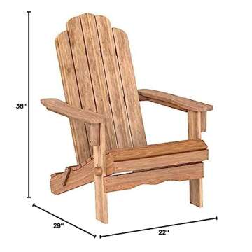 Walker Edison Outdoor Patio Wood Adirondack Foldable Chair All Weather Backyard Conversation Garden Poolside Balcony, Set of 1, Brown
