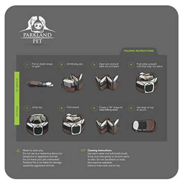 Parkland Pet Portable Foldable Playpen Exercise Kennel Dogs Cats Indoor/Outdoor Removable Mesh Shade Cover, Carrying Case & Collapsible Travel Bowl (Small)