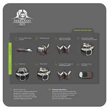 Parkland Pet Portable Foldable Playpen Exercise Kennel Dogs Cats Indoor/Outdoor Removable Mesh Shade Cover, Carrying Case & Collapsible Travel Bowl (Small)