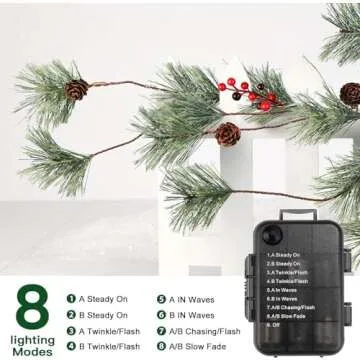 SHareconn 2 Pack 6FT Christmas Garland with Multi-Color Lights,Prelit Artificial Cedar Christmas Garland with Battery Operated for Mantle Stairs Railing Fireplace Xmas Indoor Outdoor Decoration