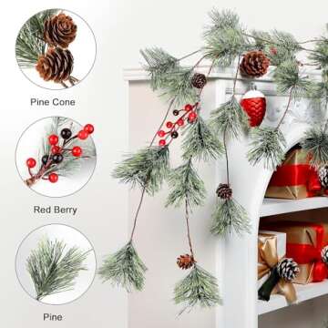 SHareconn 2 Pack 6FT Christmas Garland with Multi-Color Lights,Prelit Artificial Cedar Christmas Garland with Battery Operated for Mantle Stairs Railing Fireplace Xmas Indoor Outdoor Decoration