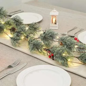 SHareconn 2 Pack 6FT Christmas Garland with Multi-Color Lights,Prelit Artificial Cedar Christmas Garland with Battery Operated for Mantle Stairs Railing Fireplace Xmas Indoor Outdoor Decoration