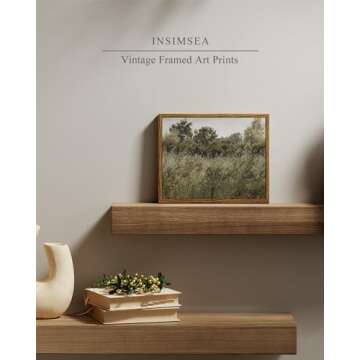InSimSea Framed Canvas Wall Art Vintage Decor, Small Canvas Wall Art, Living Room Desk Decor, Vintage Farmhouse Wall Decor for Bedroom Living Room, Ready to Hang Wall Artwork, 8"x10"