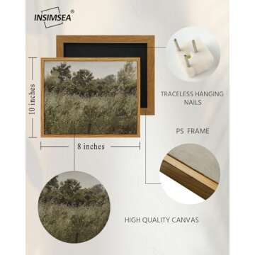 InSimSea Framed Canvas Wall Art Vintage Decor, Small Canvas Wall Art, Living Room Desk Decor, Vintage Farmhouse Wall Decor for Bedroom Living Room, Ready to Hang Wall Artwork, 8"x10"