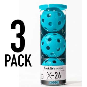 Franklin Sports X-26 Pickleballs - Indoor - 3 Pack - USAPA Approved - Blue