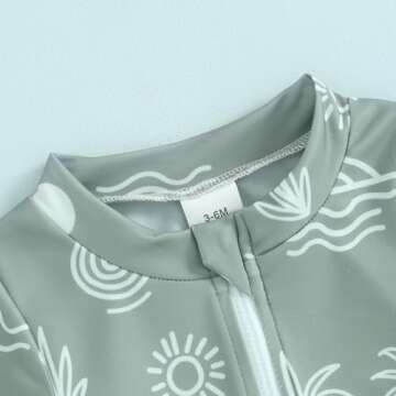 Cevoerf Infant Baby Boy One Piece Swimsuit Rash Guard Shirt Bathing Suit Infant Short Sleeve Zip Up Sunsuit Swimwear (Army Green, 3-6 Months)