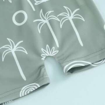 Cevoerf Infant Baby Boy One Piece Swimsuit Rash Guard Shirt Bathing Suit Infant Short Sleeve Zip Up Sunsuit Swimwear (Army Green, 3-6 Months)