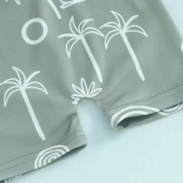 Cevoerf Infant Baby Boy One Piece Swimsuit Rash Guard Shirt Bathing Suit Infant Short Sleeve Zip Up Sunsuit Swimwear (Army Green, 3-6 Months)