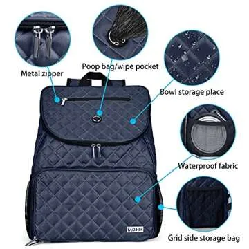 BAGLHER Dog Travel Bag,Airline Approved Pet Supplies Backpack, Dog Travel Backpack with 2 Silicone Collapsible Bowls and 2 Food Baskets.