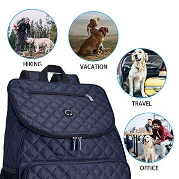 BAGLHER Dog Travel Bag,Airline Approved Pet Supplies Backpack, Dog Travel Backpack with 2 Silicone Collapsible Bowls and 2 Food Baskets.