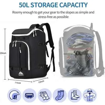 50L Waterproof Ski Boot Bag for Travel & Snow Gear
