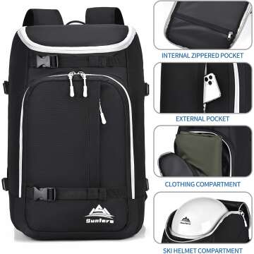 50L Waterproof Ski Boot Bag for Travel & Snow Gear