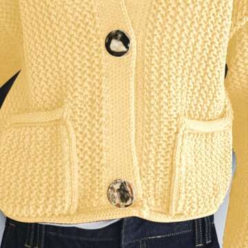 SeeLuNa Women's Chunky Knit Cardigan with Pockets