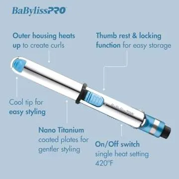 BaBylissPRO Flat Iron Hair Straightener, 3/4 Inch Nano Titanium Prima 2000 Mini Travel, Hair Styling Tools & Appliances, BNT2000UC