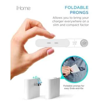 iHome Multiport 36W USB-C Charger: Dual Port Fast Charging Block