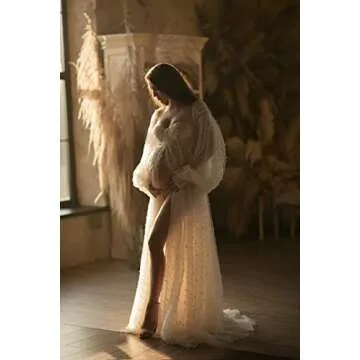 MASHENGYUE Tulle Maternity Dress for Photoshoot 2025 Off Shoulder Baby Shower Dress Maternity Photography Dresses Pregnancy Gowns Champagne L