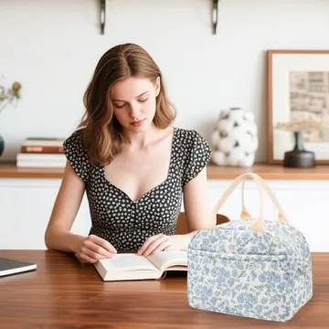 Cotton Quilted Insulated Lunch Bag for Women Stylized Gifts