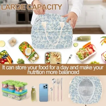 Cotton Quilted Insulated Lunch Bag for Women Stylized Gifts