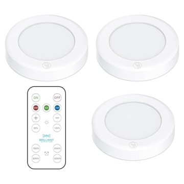 Brilliant Evolution Wireless LED Puck Lights with Remote Control - Battery Operated Lights and Warm ...