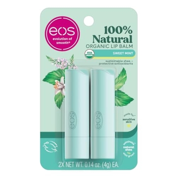 EOS Organic Sweet Mint Lip Balm for Sensitive Skin, 2-Pack