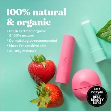 EOS Organic Sweet Mint Lip Balm for Sensitive Skin, 2-Pack