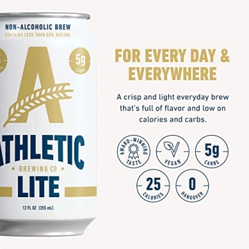 Athletic Lite Non-Alcoholic Beer - Crisp & Refreshing - 12 Pack