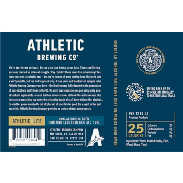 Athletic Lite Non-Alcoholic Beer - Crisp & Refreshing - 12 Pack