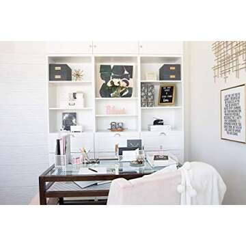 Blu Monaco White Desk Accessories for Women-5 Piece Office Supply White Desk Organizer Set