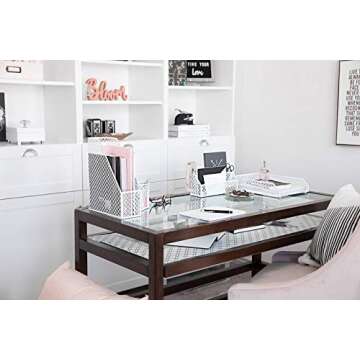 Blu Monaco White Desk Accessories for Women-5 Piece Office Supply White Desk Organizer Set