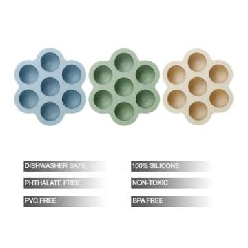PandaEar 3 Pack Silicone Baby Food Freezer Tray