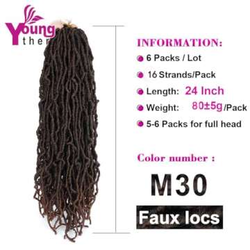 6 Packs New Faux Locs Brown Crochet Hair Most Natural New Soft Locs Crochet Hair New Ombre Goddess L...