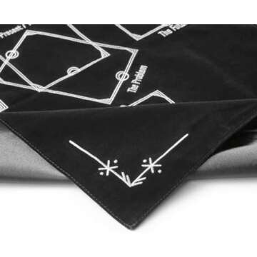 Tarot Divination Table Cloth for Reading and Altar Cloth Moon Alter, Cloth Witchy Embroidery Velvet Silk Touch Satin Celtic Cross (Black)