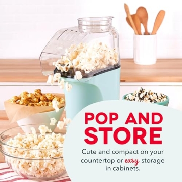 DASH Aqua Hot Air Popcorn Popper 16 Cup Maker