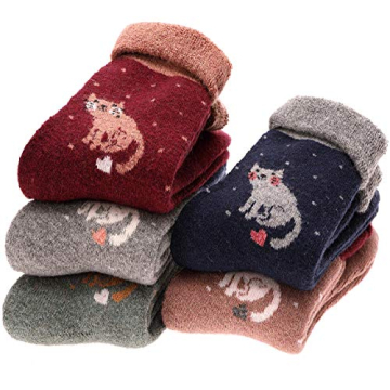 Warm EBMORE Women's Wool Hiking Socks - 5 Pairs
