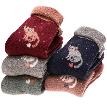 Warm EBMORE Women's Wool Hiking Socks - 5 Pairs