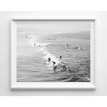 Black and White Surfing Photography Photographic Prints, Set of 4, UNFRAMED, Surf Surfboard Beach Art Decor Poster Sign, All Sizes