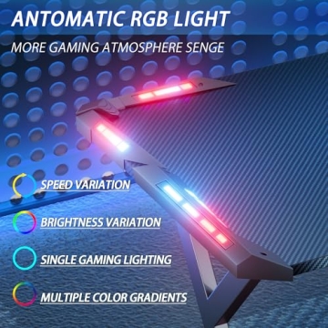 HLDIRECT 47 Inch Gaming Desk with LED Lights, Ergonomic Design